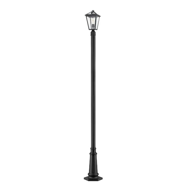 Talbot 1 Light Outdoor Post Mounted Fixture, Black & Clear Beveled